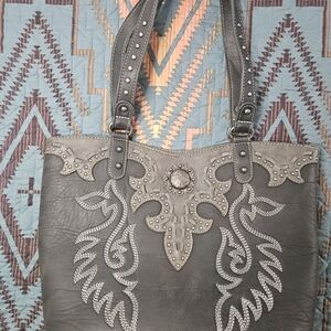Elegant Studded Gray Tote Bag‎